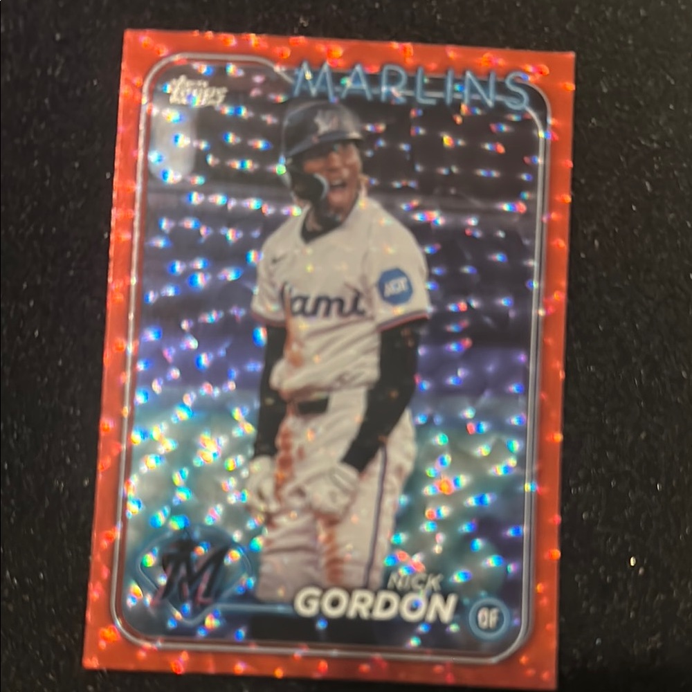 Topps Marlins Card with Red and Holographic Accents